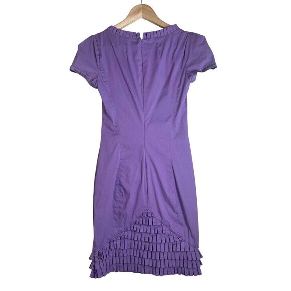 Bebe Women's Short Sleeve Fringe Purple Mini Dress Y2K Preppy Size Large💜 - Picture 2 of 6